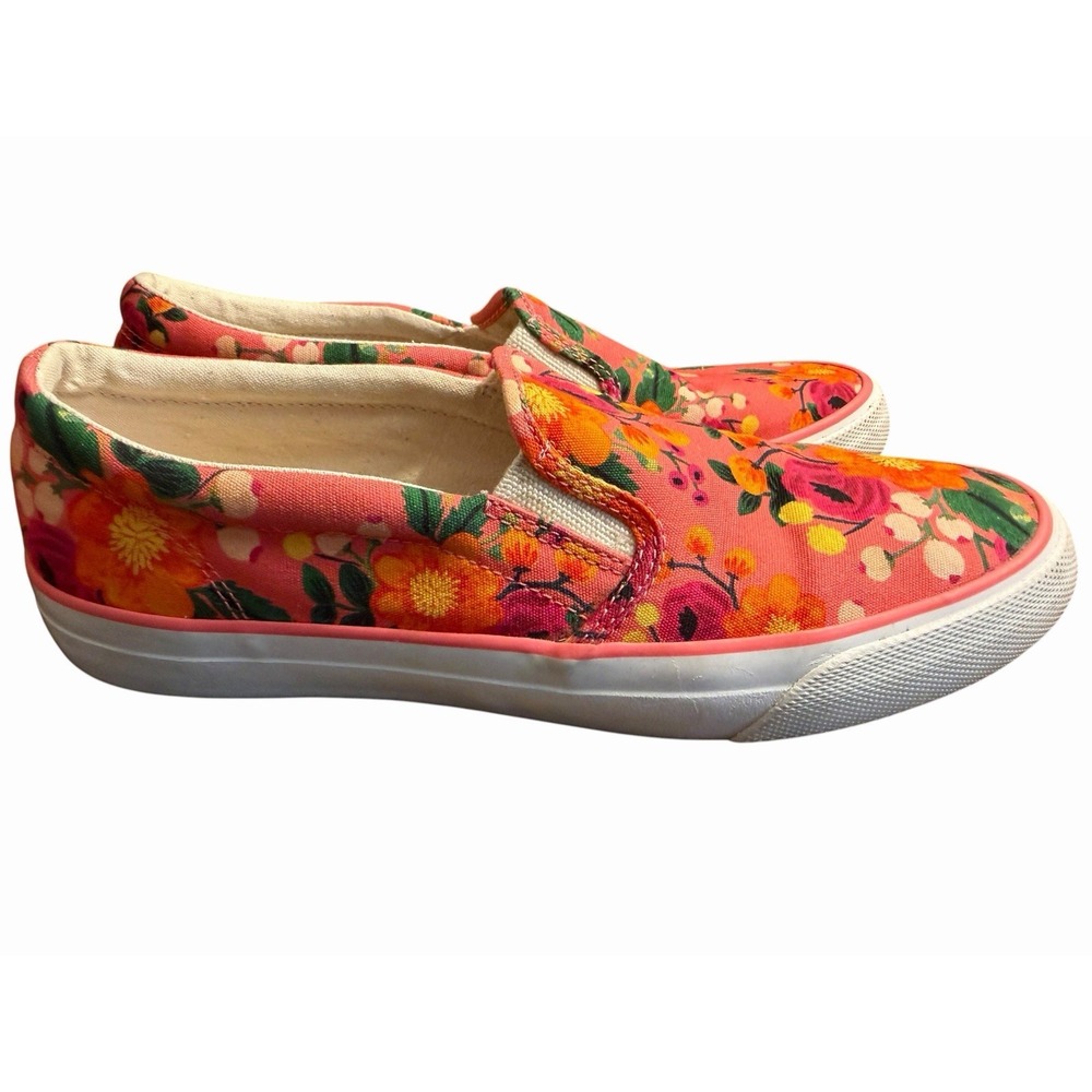 Keds Rifle Paper Co‎ Sneakers Womens Size 10 Slip On Shoes Coral Blossom Floral